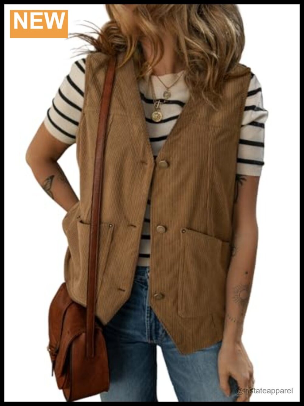 Corduroy Button-Down Vest Sleeveless Waistcoat Lightweight Casual Layer
